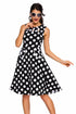 Sexy Black Polka Dot Bohemain Print Dress with Keyholes